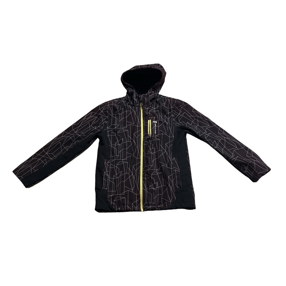 Free Country Black Hooded Jacket with Geometric Pattern Boys Size 10-12